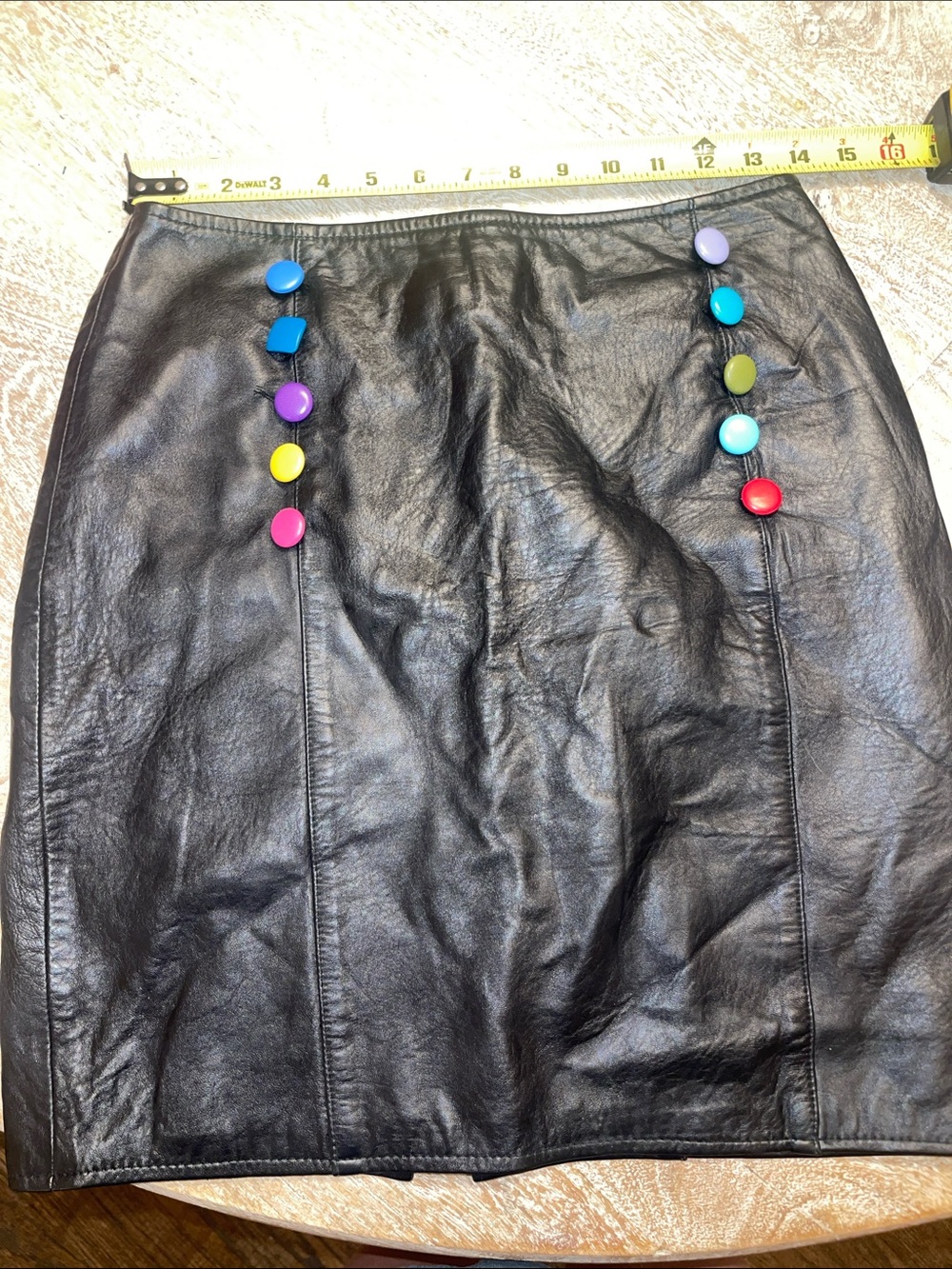 Cedars Vintage Leather Skirt Colorful buttons size 10